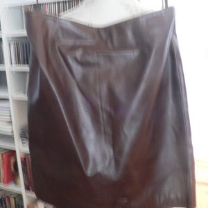 HUGO BUSCATI CHOCOLATE BROWN LEATHER SKIRT -14